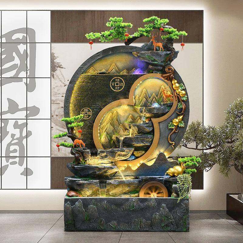 假山庭院水幕墙流水喷泉循环水造景观鱼缸装饰玄关招财风水轮摆件,家居饰品,流水摆件,淘宝优惠券,粉丝福利购,淘宝优惠卷