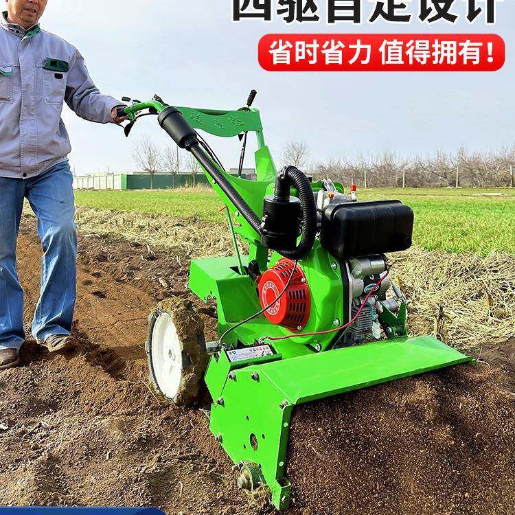 包邮微耕除草机小型家用耕地旋耕机硬地翻土机新款四驱柴油汽油松