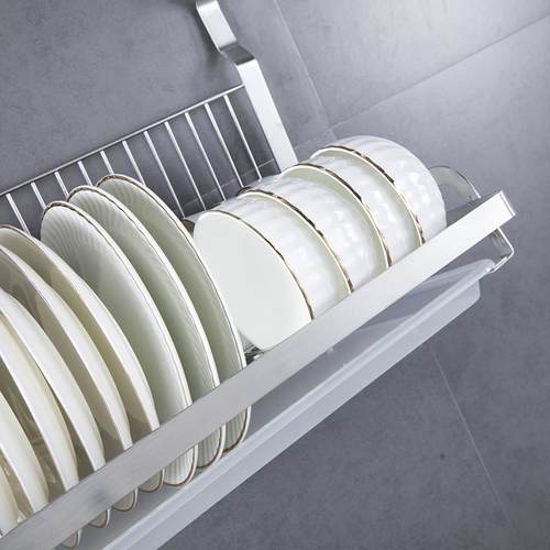 厨房碗碟架沥碗架304不锈钢双层折叠式盘子沥水收纳置物架挂件无