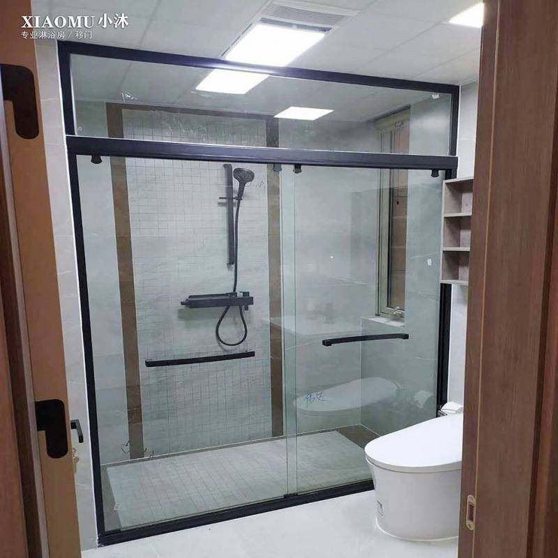 一字型淋浴房浴室隔断玻璃门卫生间干湿分离钢化玻璃移门屏风商贸