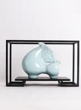 新中式家居收纳置物摆件酒店样板房间软装饰品客厅茶室博古架酒柜