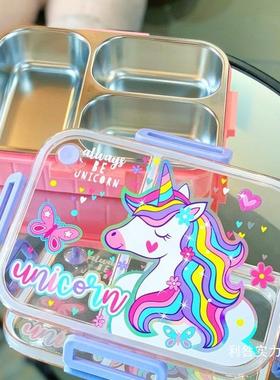 304不锈钢lunchbox小学生饭盒儿童分格便当盒卡通餐盒可爱其