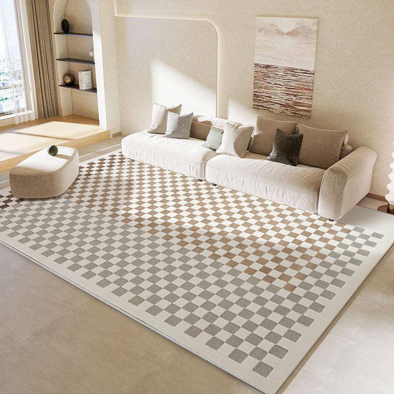 宇秀2025经典棋盘格地毯现代简约轻奢客厅沙发卧室床前毯茶几地垫