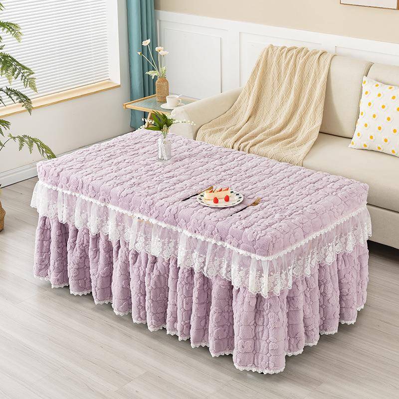 S78D烤火桌子罩套加绒加厚烤火炉被架长方形茶几桌子取暖桌电炉新