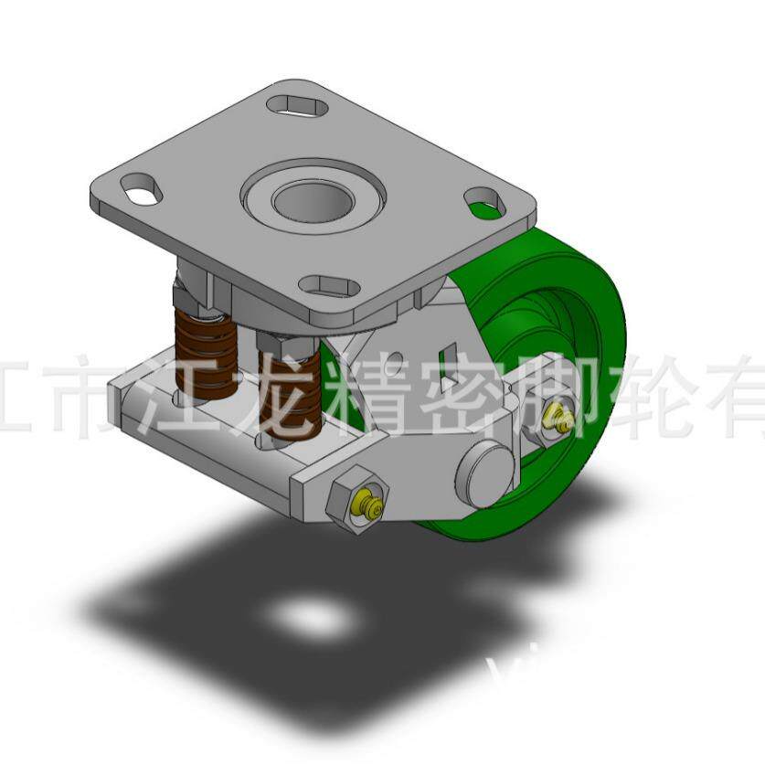 通用型抗冲击重型轮带减震功能弹簧减震轮聚氨酯铁芯PU脚轮