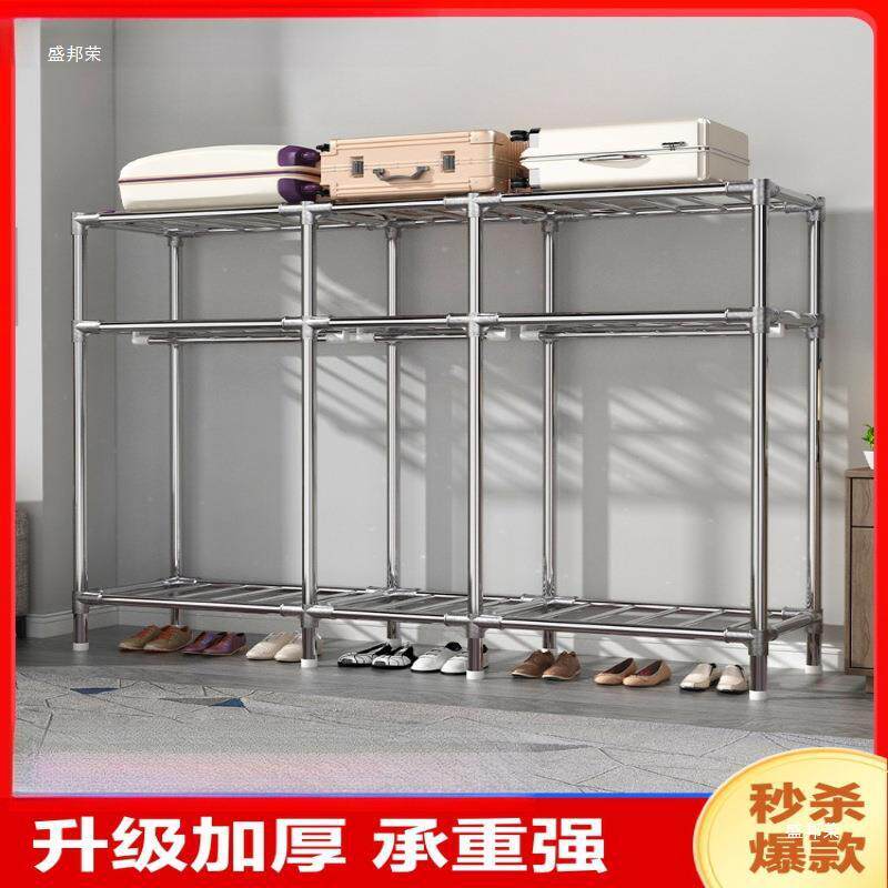 布衣柜家用卧室钢架简易衣柜结实耐用出租房用衣橱加粗防水收纳