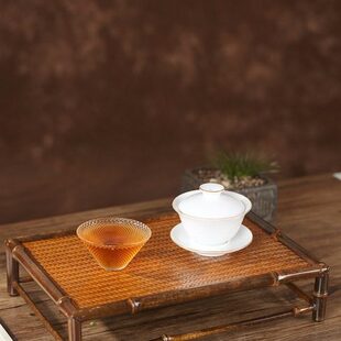 新中式竹编紫竹茶台家用小茶台茶壶茶杯公道杯桌面收纳博古架茶几