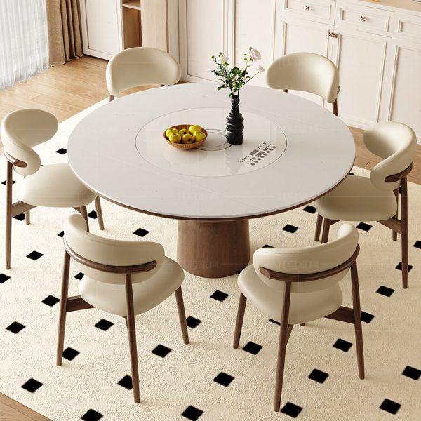 北欧实木岩板多功能餐桌带电磁炉现代简约家用可伸缩带暖菜餐桌椅,住宅家具,岩板餐桌,淘宝优惠券,粉丝福利购,淘宝优惠卷