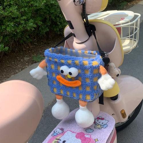 电动车收纳挂包框装饰车载垃圾桶挂式车内置物桶可爱怪兽车用好物