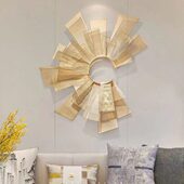 新中式 餐厅客厅沙发背景墙壁饰轻奢玄关太阳壁挂样板房床头装 饰品