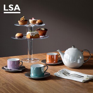 英国LSA 轻奢手工陶瓷咖啡杯马克杯 宝格丽同款下午茶具杯碟套装
