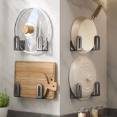 免打孔锅盖架厨房置物架壁挂式 放菜板砧板多功能墙上收纳神器架子