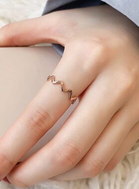 适合手粗的大码戒指女时尚个性波浪尾戒胖MM胖手食指指环加肥加大