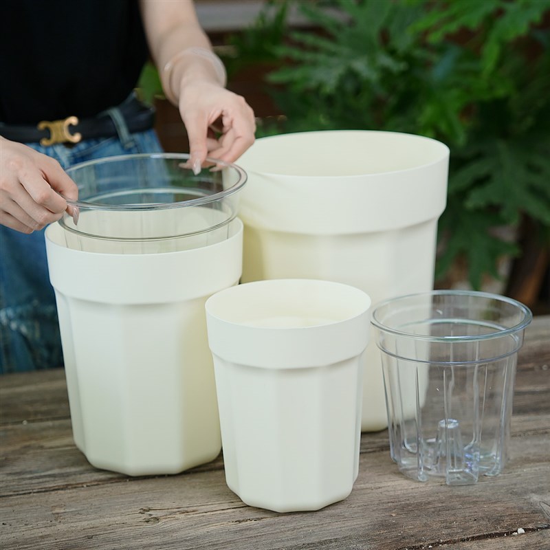 网红懒人b花盆自吸水塑料加厚树脂绿植阳台龟背竹秋海棠花器水培