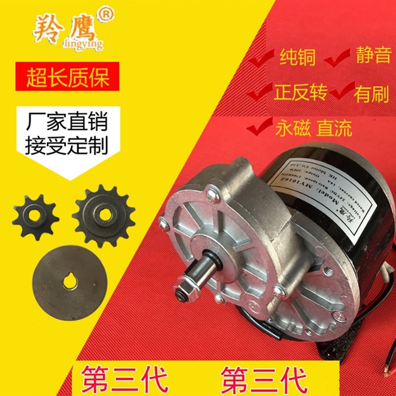 12V电动车电f机马达直流减速大功率正反转24V250WMY1016羚鹰绕线