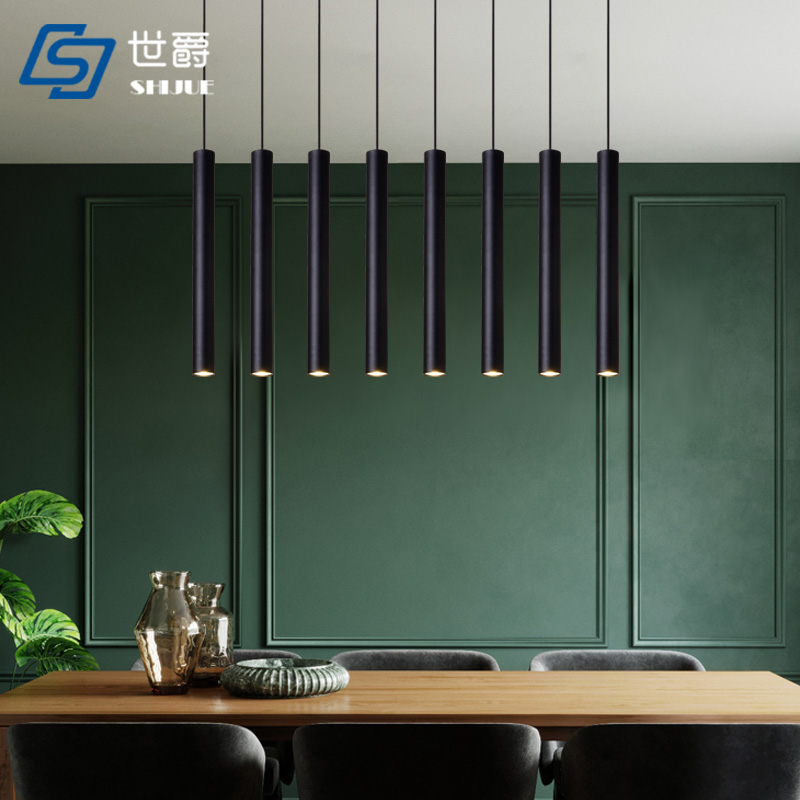 简约现代吧台吊灯圆柱形餐厅装饰吊灯火K锅店酒店前台长筒圆管吊