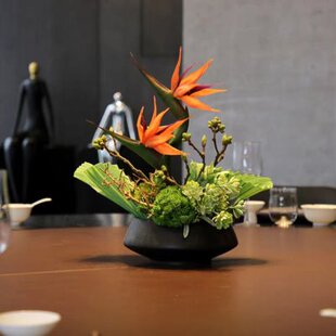 热销样板间餐桌黑色中式花盆禅意插花器皿古色古香中茶几陶瓷花钵