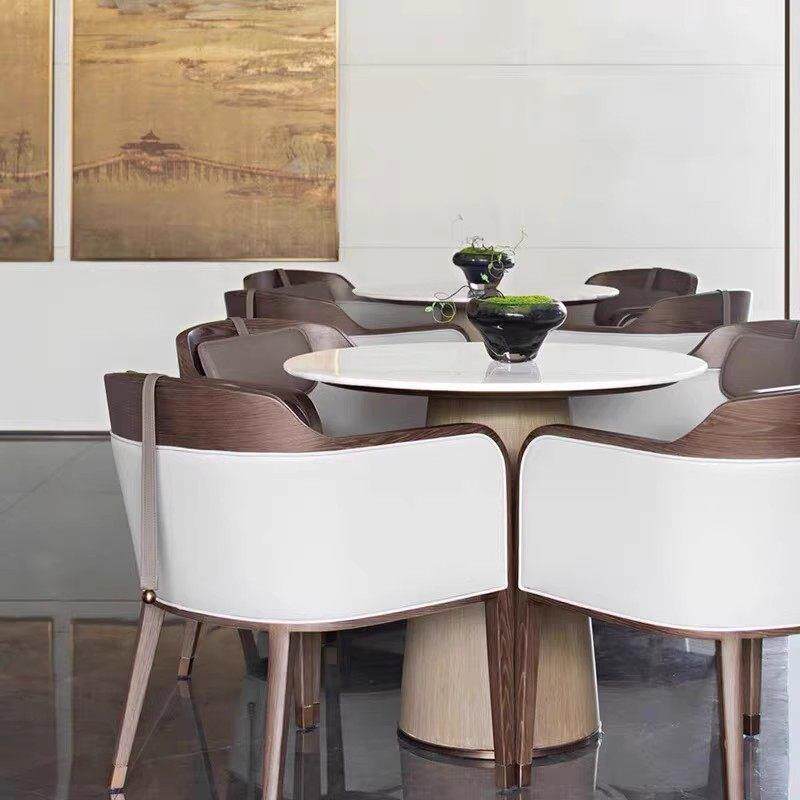 新中式售楼处部洽谈桌椅组合现代轻奢酒店会所餐椅接待一桌四椅