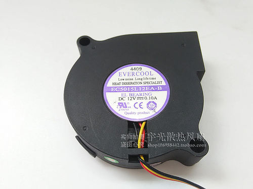 EVERCOOL EC5015L12EA-B  12V  0.10A  5CM 5015加湿器静音风扇