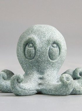 逗兽记 小章鱼可爱治愈装饰工艺摆件青砂石鱼缸造景桌面茶宠摆设