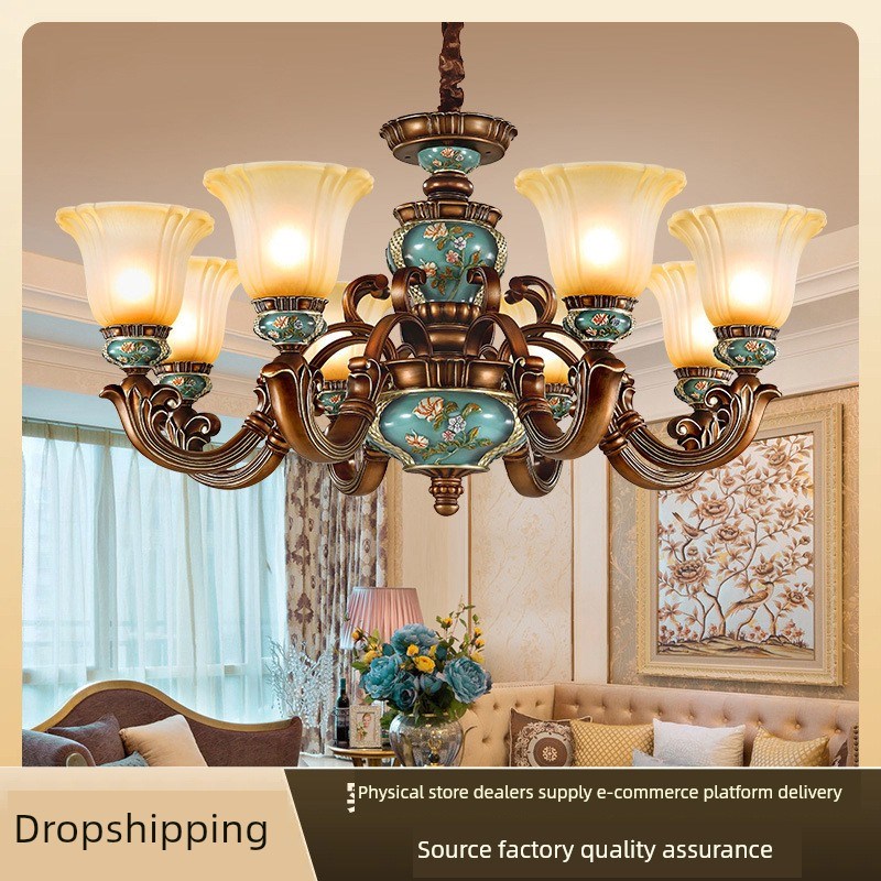 欧式客厅吊c灯,覆古别墅大厅,豪华高端树脂,古典简约卧室及餐厅灯