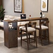 新北欧实木吧台桌家用隔断置物架酒柜厨房靠墙小户型阳台长条桌子