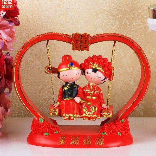 爱之秋千创意家居结婚娃娃摆件婚房压床礼物一对树脂人物情侣公仔