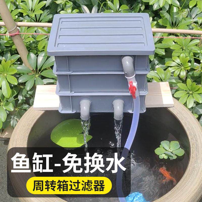鱼缸过滤器净水循环三合一过滤盒乌龟滤桶外置鱼便分离自制全自动