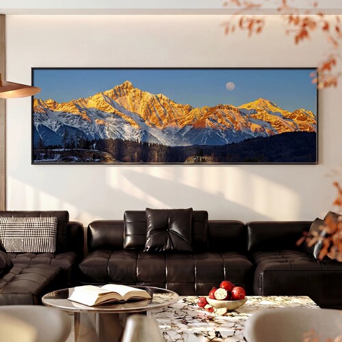 轻奢日照金山沙发背景墙装饰画客厅办公室靠山图挂画新款大气壁画