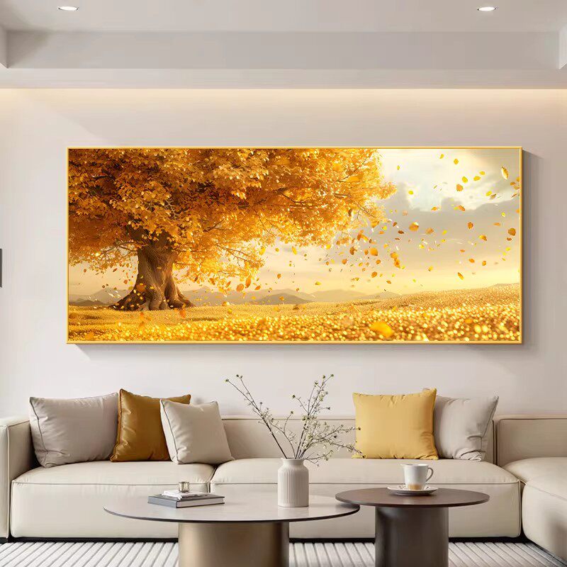 发财树挂画客厅沙发背景墙装饰画黄金大道卧室书房壁画现代简约风