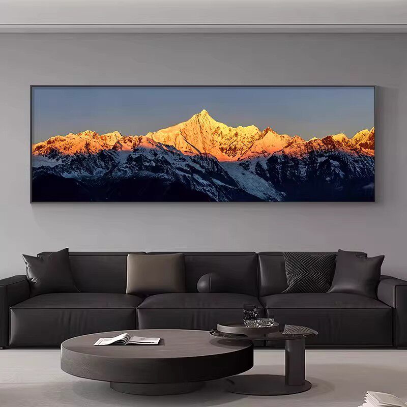 日照金山客厅挂画现代轻奢风装饰画靠山图雪山壁画办公室书房卧室