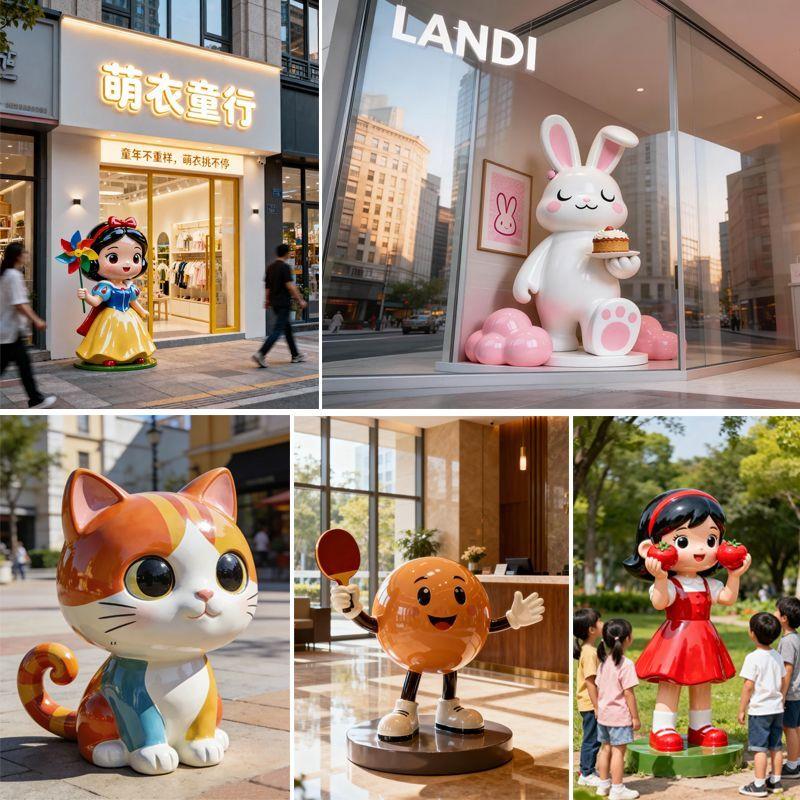 玻璃钢卡通雕塑定制户外大型ip人物动物网红门店落地装饰美陈摆件