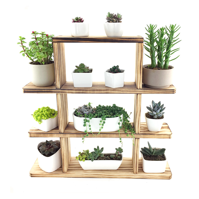 实木质窗台花架子k多层室内多肉小花架原木桌面阳台迷你置物植物
