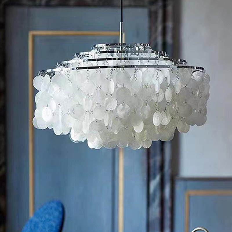 全光谱眼天然贝壳铃灯欧风客式浪漫436厅吊灯奶油风天然贝壳护餐,家装灯饰光源,智能吊灯,淘宝优惠券,粉丝福利购,淘宝优惠卷