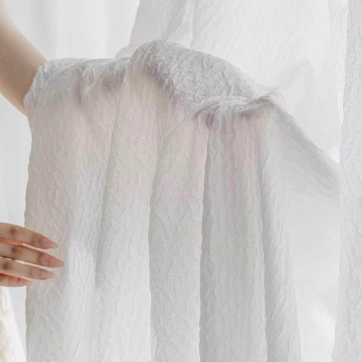 哇噢式泡纱窗帘法褶皱肌QNH泡理感纱帘卧室透光不透奶油风遮人光,居家布艺,窗纱,淘宝优惠券,粉丝福利购,淘宝优惠卷