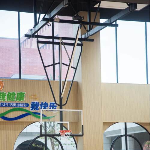 吊顶篮球架室内体育馆悬挂折叠升降球架固定天花板悬空挂墙球架