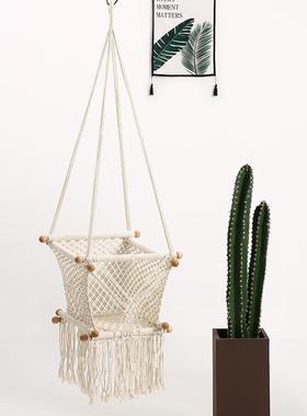 北挂MH-009欧绳编织棉秋千吊椅悬篮吊椅实木家吊用儿童房间装饰