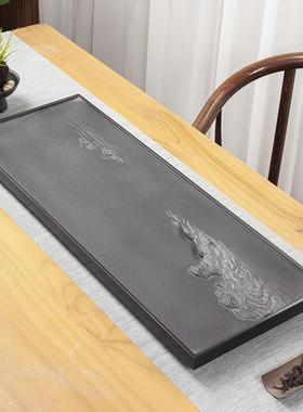 乌金石立茶盘块用轻奢排水绿松整石现货家体浮SPO雕现代排水茶台