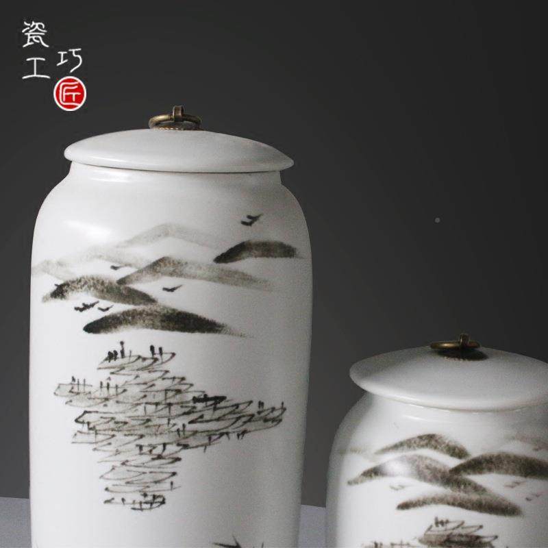 山板青水墨陶瓷储物新中式客厅关玄摆件别墅样VOK房花瓶工艺罐装,橡塑材料及制品,工业陶瓷,淘宝优惠券,粉丝福利购,淘宝优惠卷