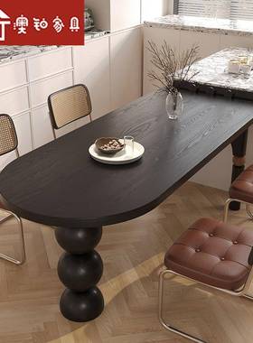 澳铂餐中风实木餐桌椅古组合家用客厅吃书饭桌桌一体桌KQ240304民