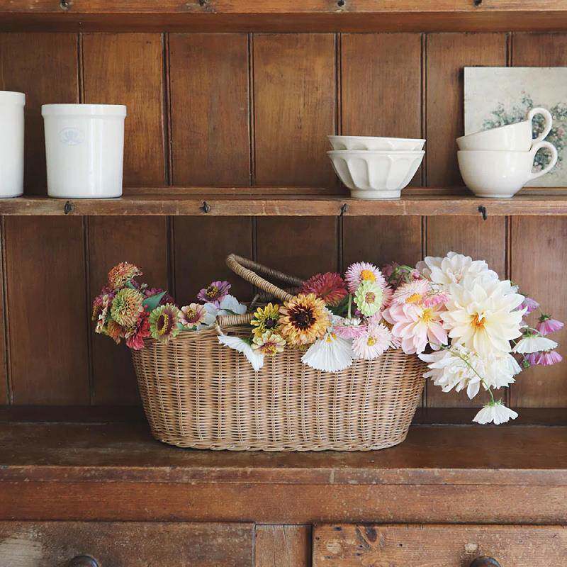 织编手提篮子藤编篮真藤编藤筐MY3965复古织田编园鲜花手提花篮织