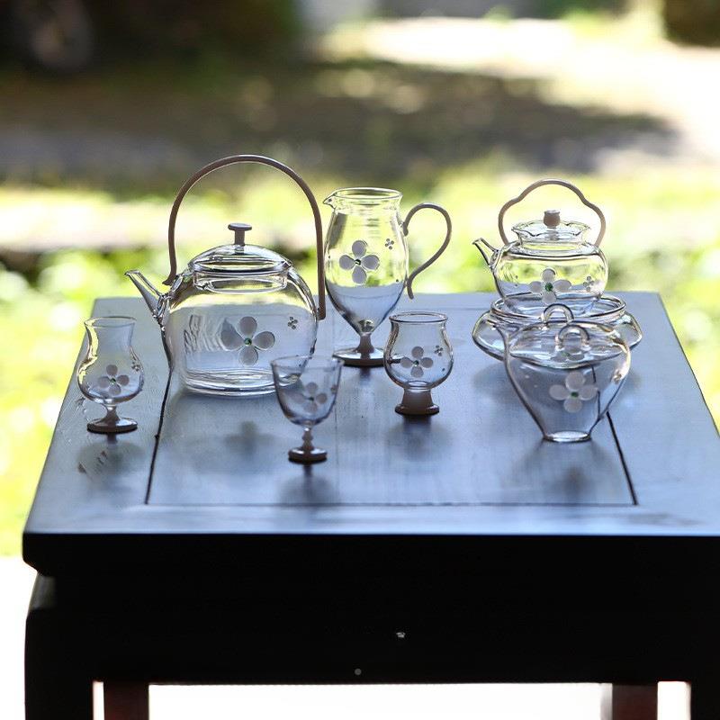 花屿高硅硼玻提梁壶绿茶璃壶小清功夫茶具茶海公道杯绿茶品茗AL89