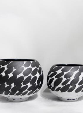 陶瓷手工花盆关居GRO中家式陶瓷花器室内软装客玄厅过道插花瓶