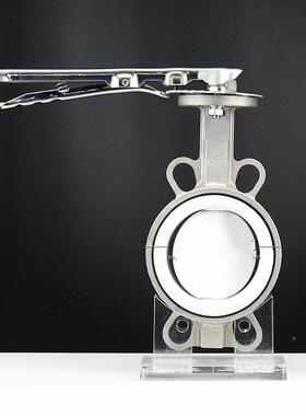 304不锈钢D全1衬四氟手柄对夹蝶阀7F4-1IQD016P耐酸碱腐蚀DN40-/2