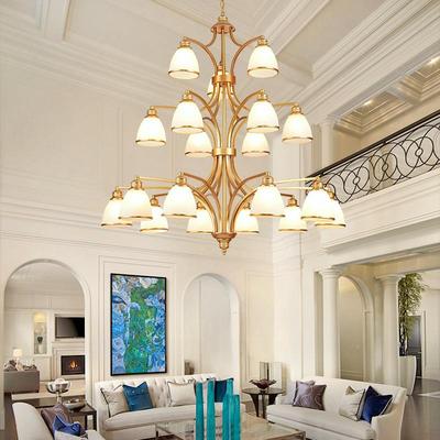 复式墅楼大吊灯美式中空别厅挑3014三层高客厅灯层欧三大式跃层楼