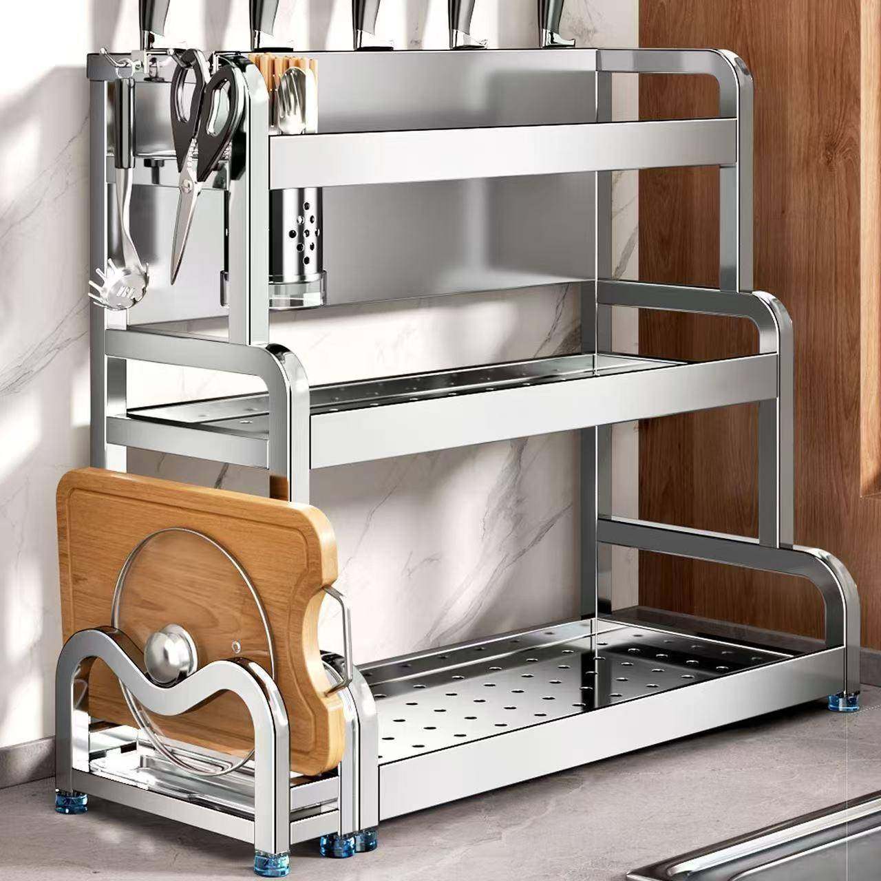 品加厚不锈钢厨房调料置物架多功能筷刀厂家直供架台面品调味收味