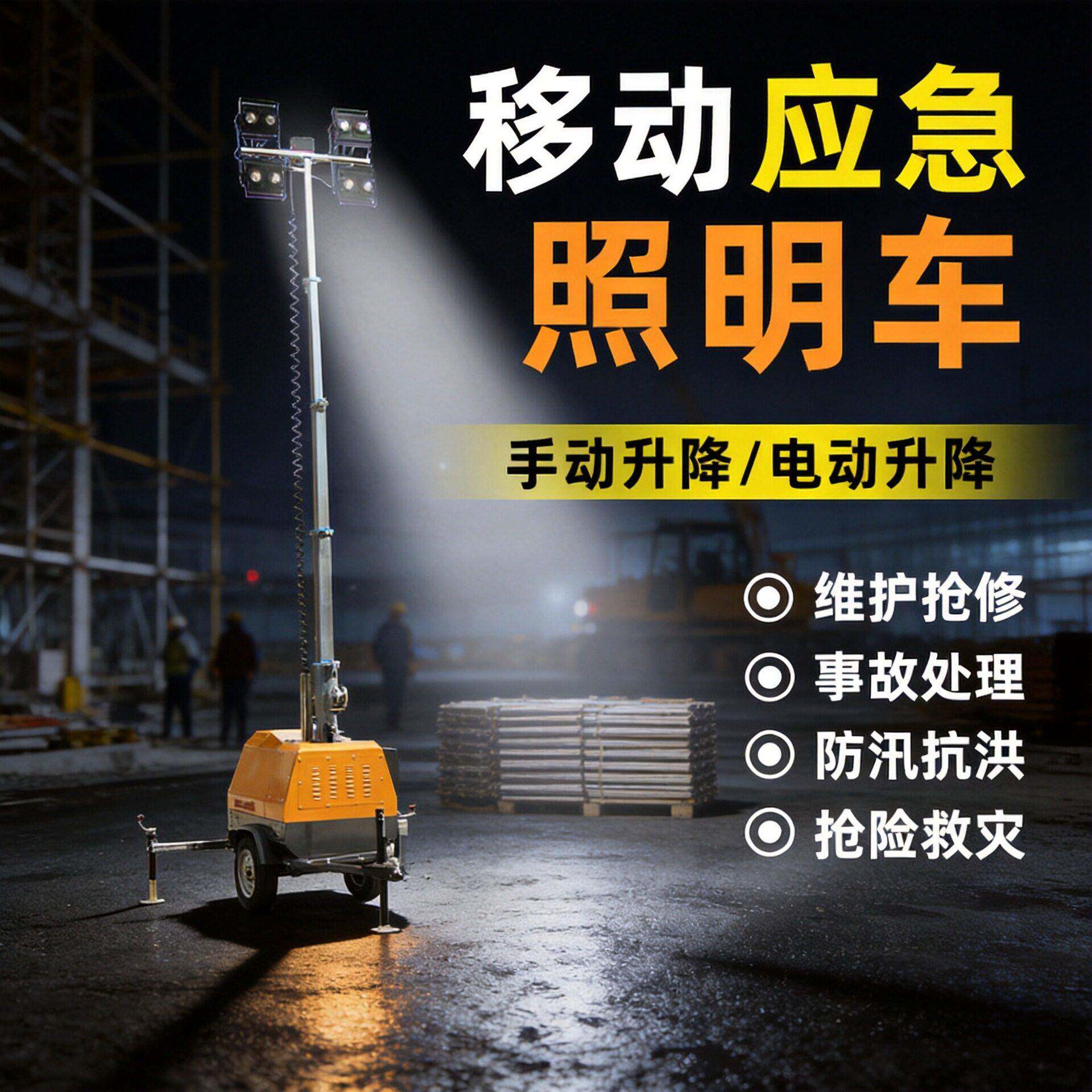 移动照明车遥控升降户外救援工地施工油电两用发电式防汛应急灯塔