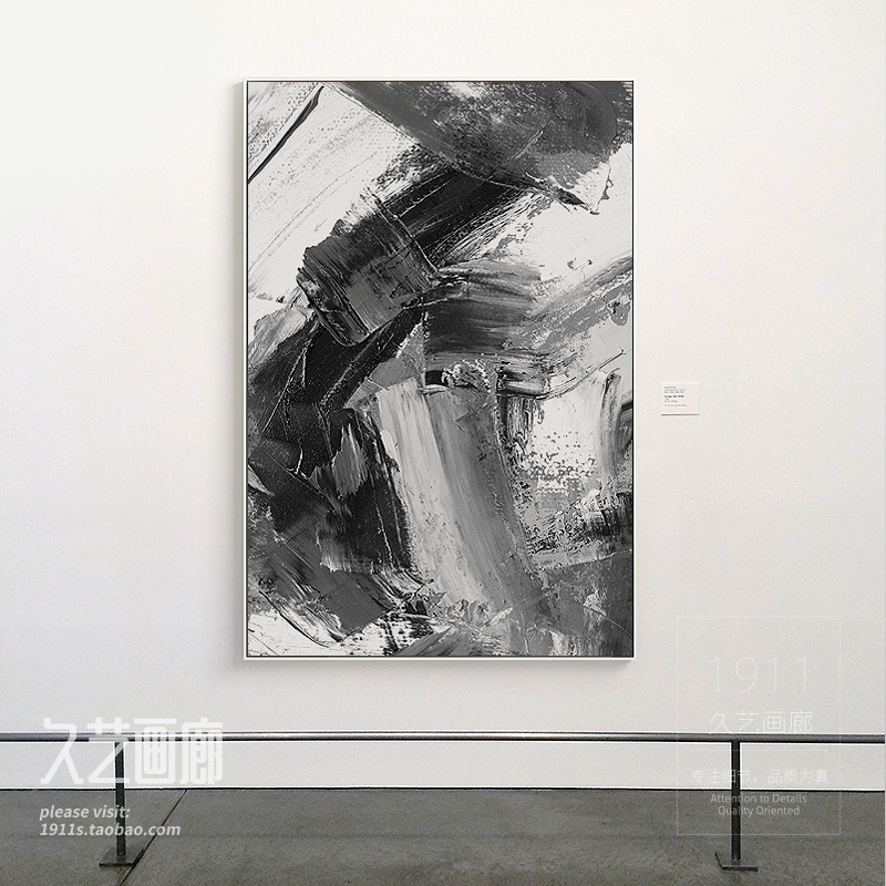 工业风客厅抽象g装饰画落地玄关样品屋展示中心大幅挂画竖版黑白图片