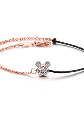 简约本命年红绳手链 玫瑰金锆石单钻手链女气质幸U运饰品一件代发