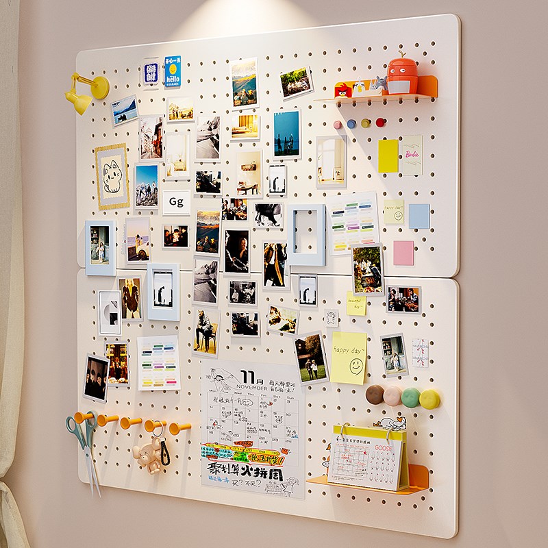 照片墙上拍立得照相纸挂板收纳洞洞D板造型墙壁玄关展示置物架金